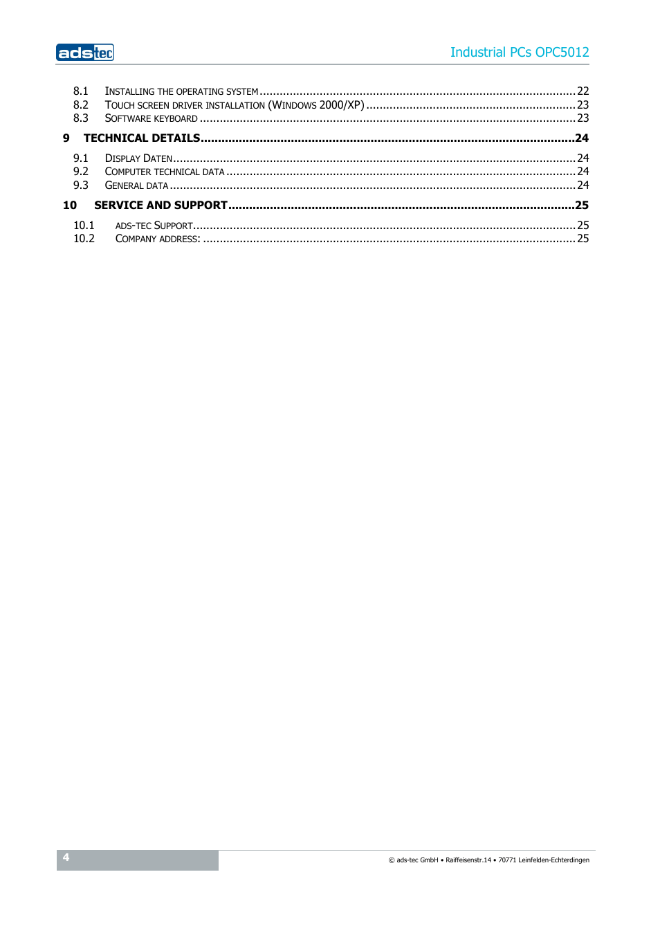 Industrial pcs opc5012 | ADS-TEC OPC5012 User Manual | Page 4 / 25