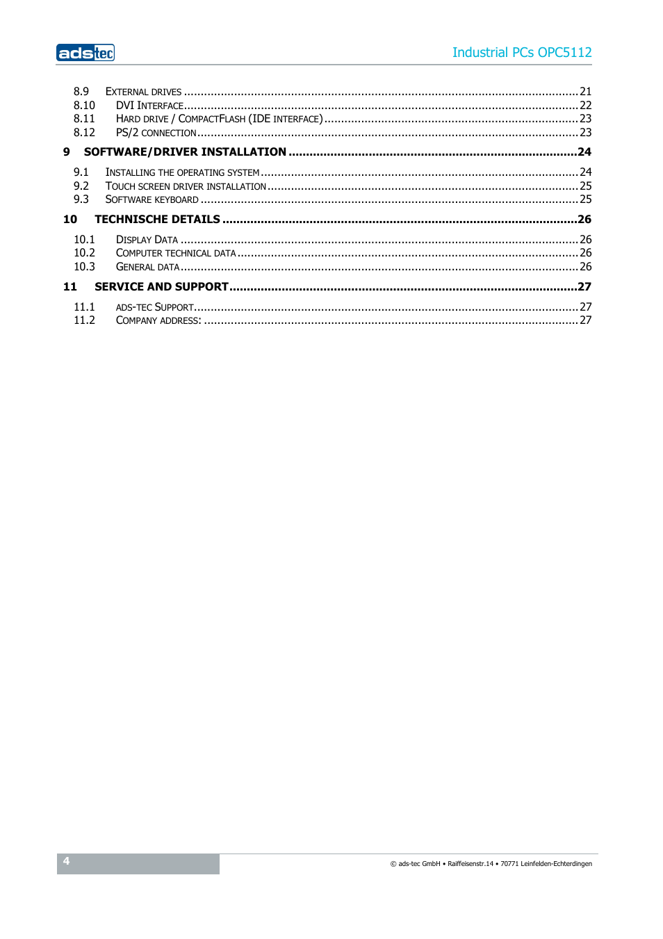Industrial pcs opc5112 | ADS-TEC OPC5112 User Manual | Page 4 / 27