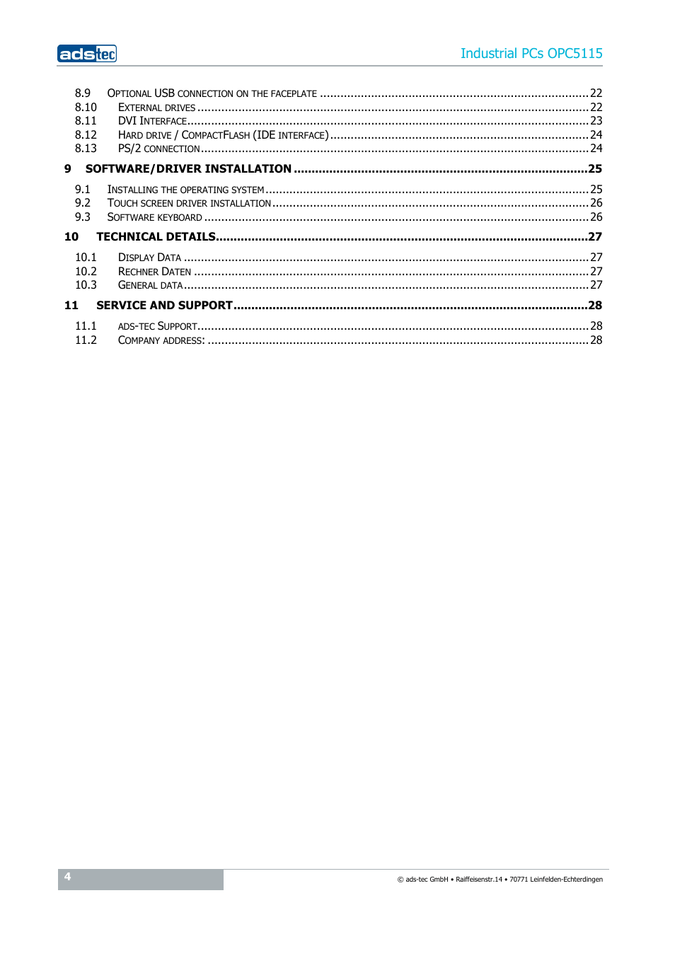 Industrial pcs opc5115 | ADS-TEC OPC5115 User Manual | Page 4 / 28