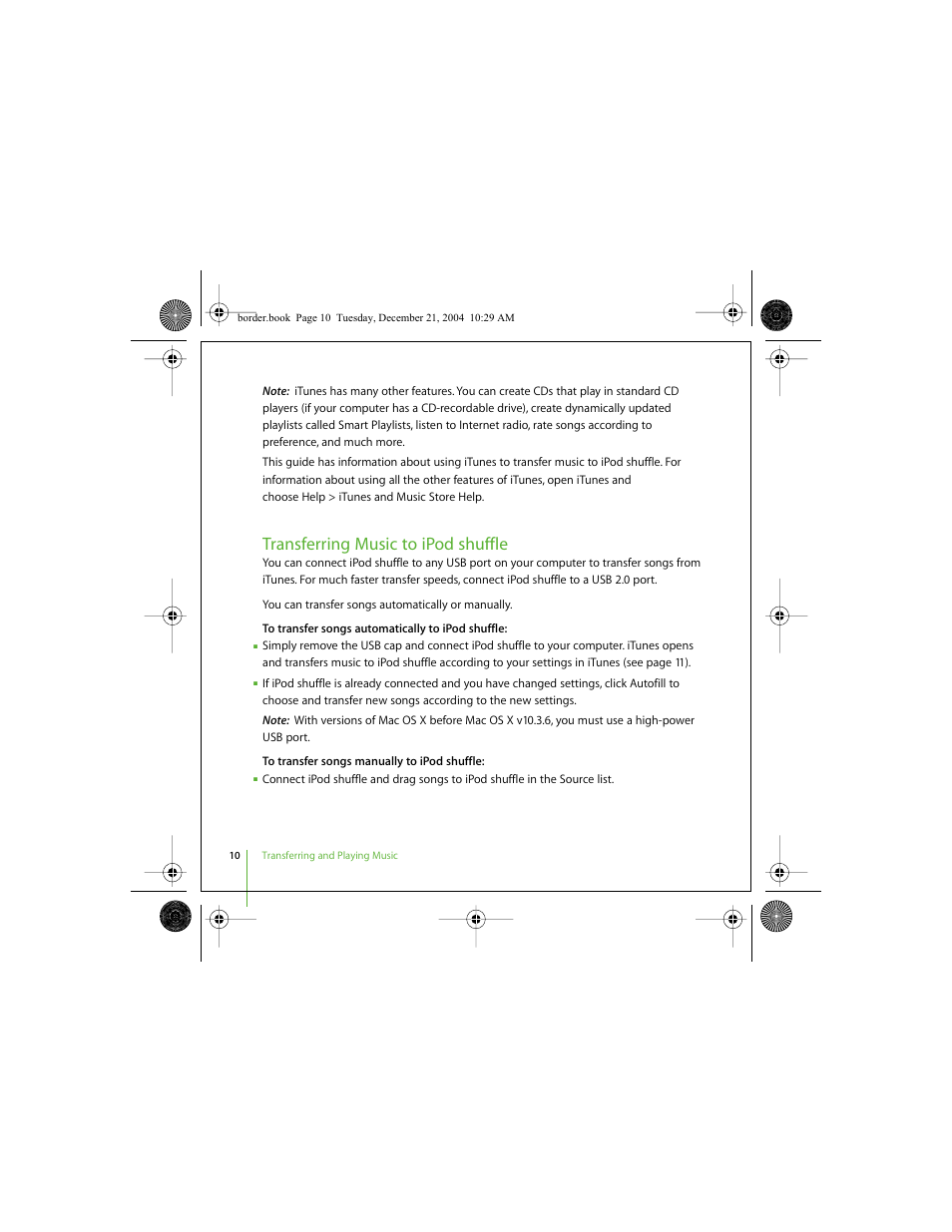 Transferring music to ipod shuffle | Apple iPod shuffle (User’s Guide) User Manual | Page 10 / 32