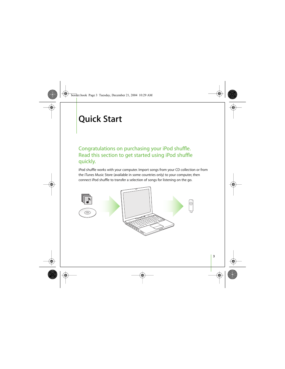 Quick start | Apple iPod shuffle (User’s Guide) User Manual | Page 3 / 32