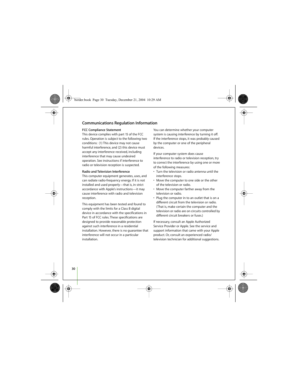 Communications regulation information | Apple iPod shuffle (User’s Guide) User Manual | Page 30 / 32