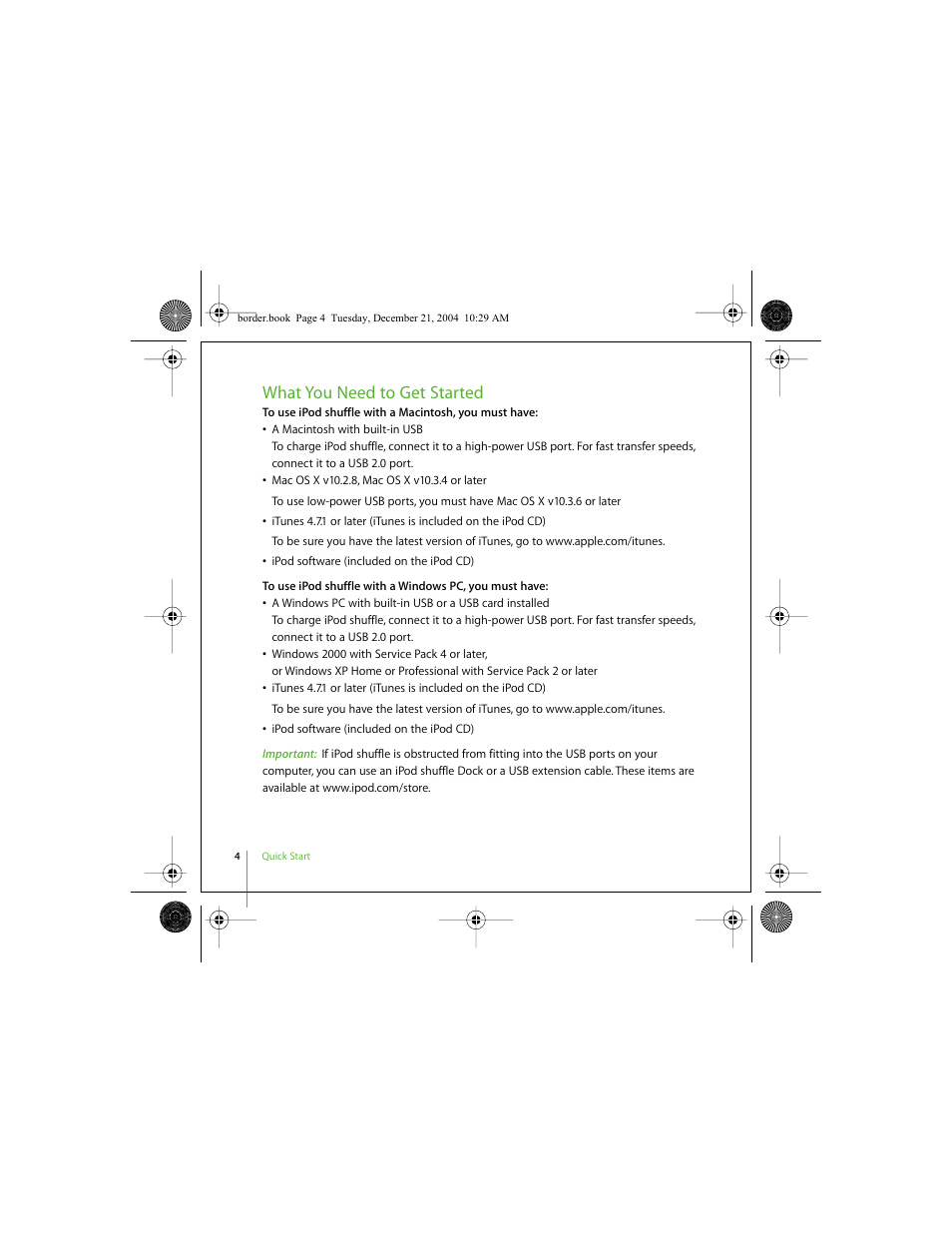 What you need to get started | Apple iPod shuffle (User’s Guide) User Manual | Page 4 / 32