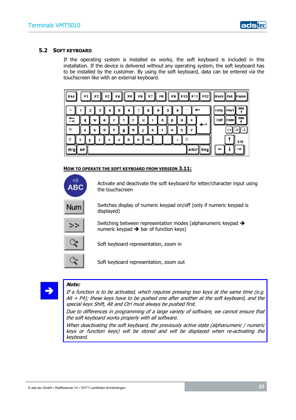 2 soft keyboard | ADS-TEC VMT5010 (2010) User Manual | Page 23 / 36