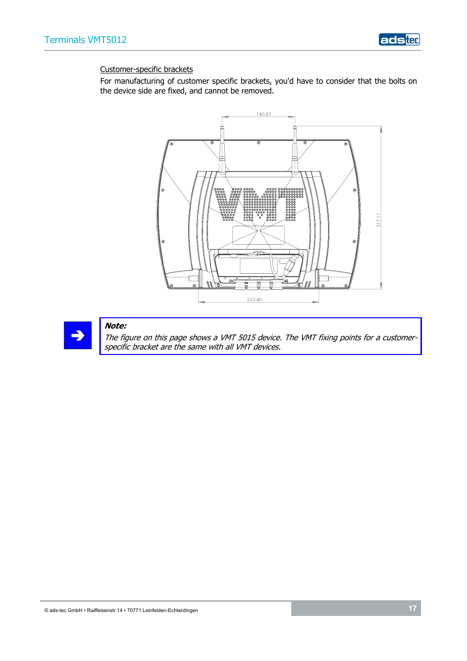 Terminals vmt5012 | ADS-TEC VMT5012 (2010) User Manual | Page 17 / 35