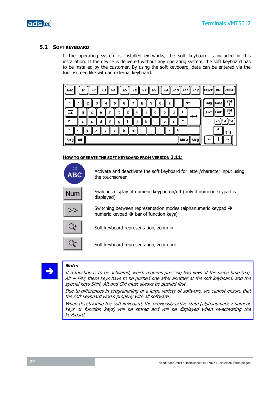 2 soft keyboard | ADS-TEC VMT5012 (2010) User Manual | Page 22 / 35