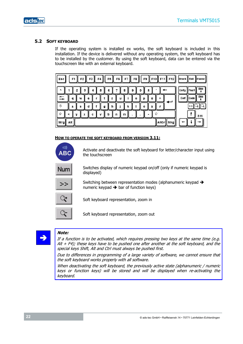 2 soft keyboard | ADS-TEC VMT5015 (2010) User Manual | Page 22 / 35