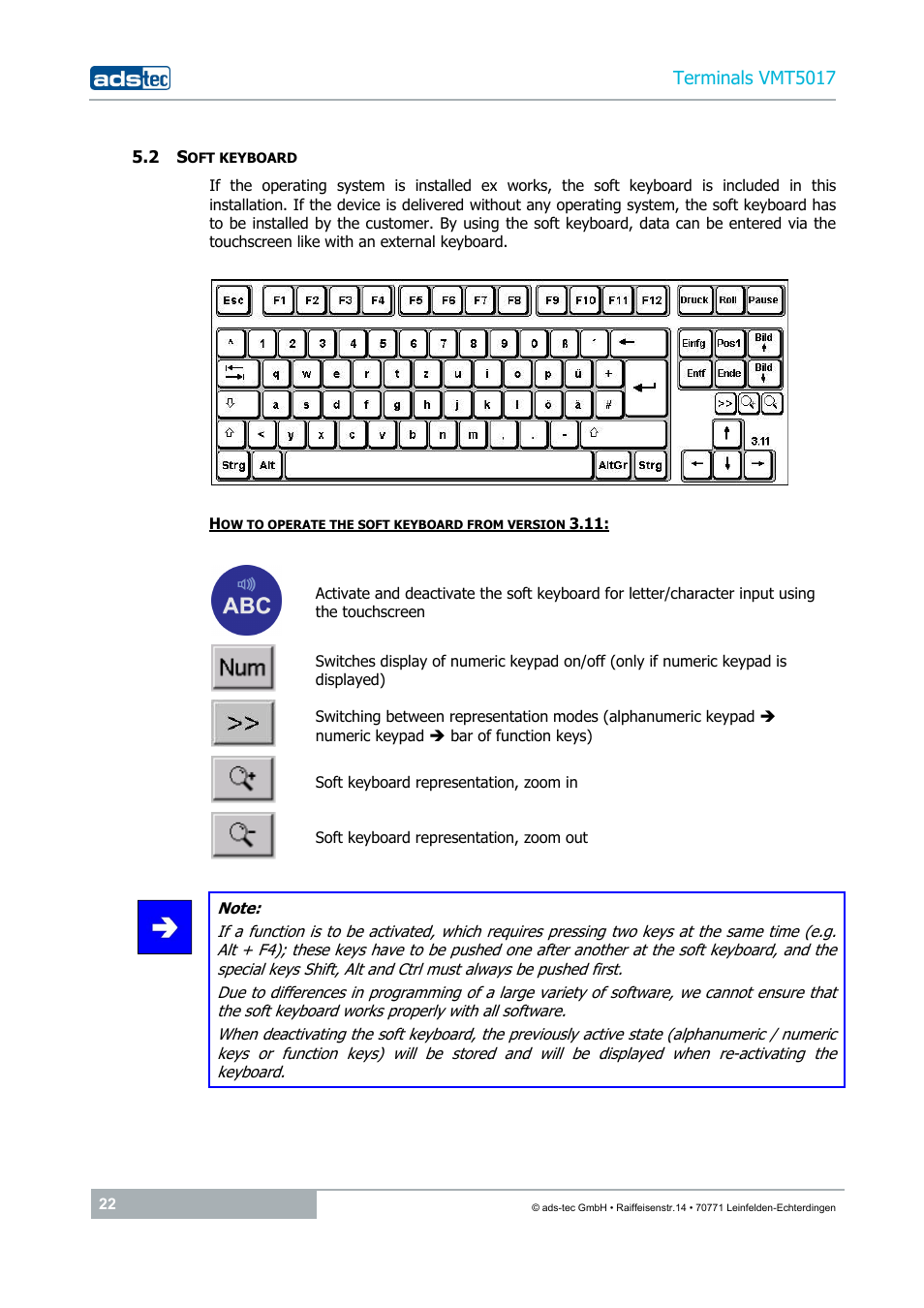 2 soft keyboard | ADS-TEC VMT5017 (2010) User Manual | Page 22 / 34