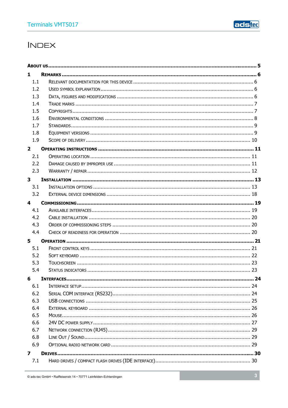 Ndex | ADS-TEC VMT5017 (2010) User Manual | Page 3 / 34