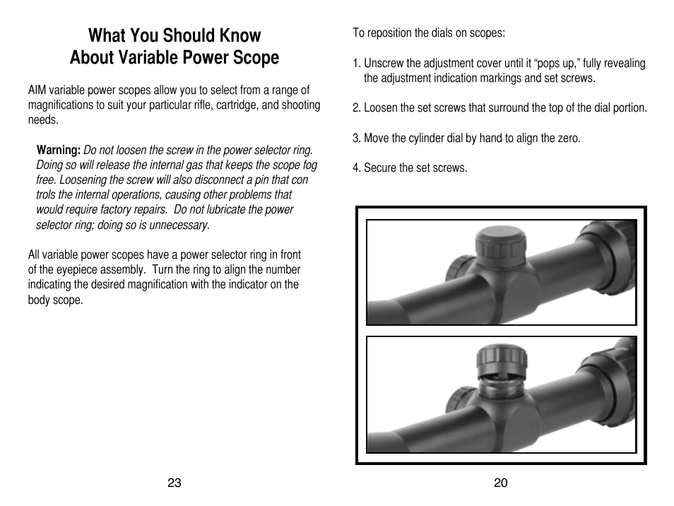 What you should know about variable power scope | AIM Sports Scopes User Manual | Page 21 / 24