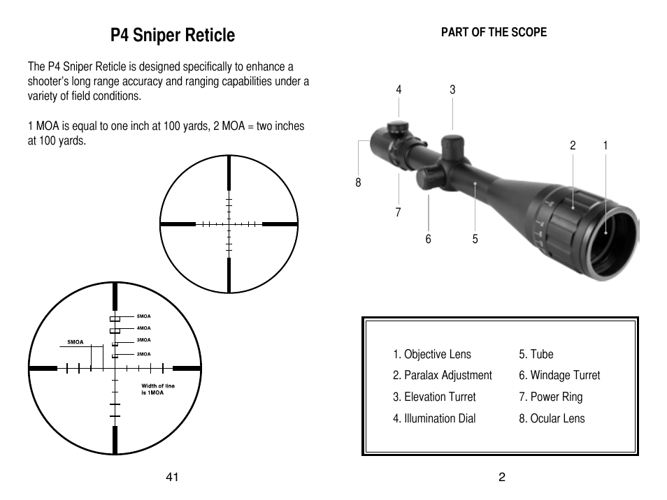 P4 sniper reticle | AIM Sports Scopes User Manual | Page 3 / 24