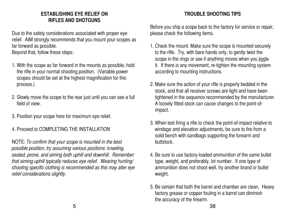 AIM Sports Scopes User Manual | Page 6 / 24