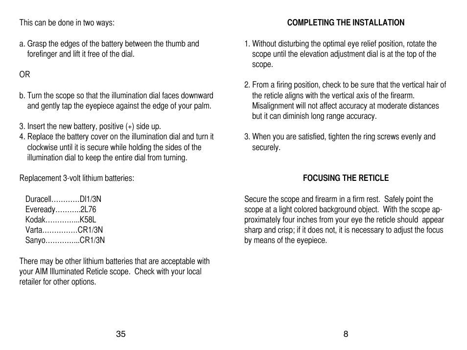 AIM Sports Scopes User Manual | Page 9 / 24