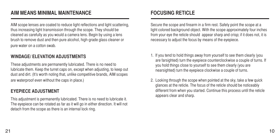 AIM Sports Fiber Optic Tri-Illuminated Scopes User Manual | Page 13 / 18