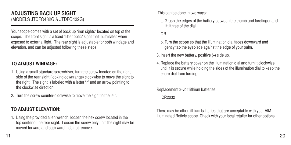 AIM Sports Fiber Optic Tri-Illuminated Scopes User Manual | Page 14 / 18