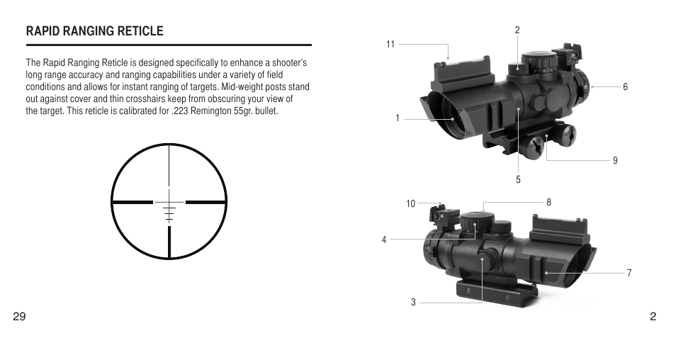 Rapid ranging reticle | AIM Sports Fiber Optic Tri-Illuminated Scopes User Manual | Page 5 / 18
