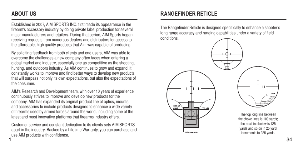 About us, Rangefinder reticle | AIM Sports Green Laser Scopes User Manual | Page 4 / 20