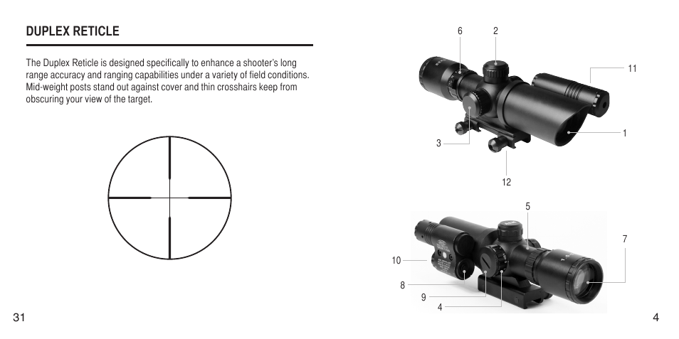 Duplex reticle | AIM Sports Green Laser Scopes User Manual | Page 7 / 20