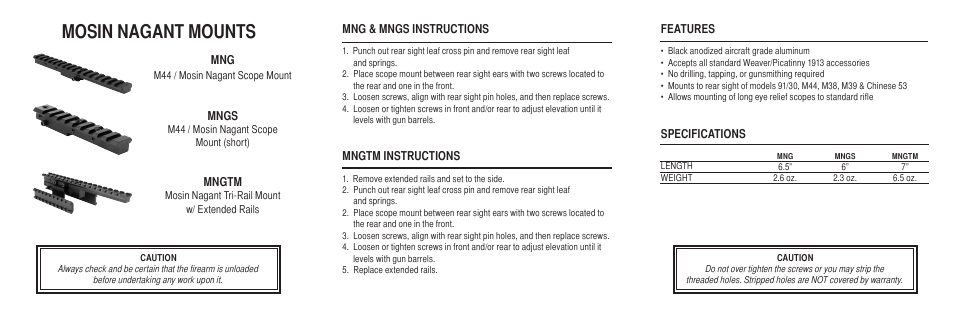 Mosin nagant mounts | AIM Sports Mosin Nagant Mounts User Manual | Page 2 / 2