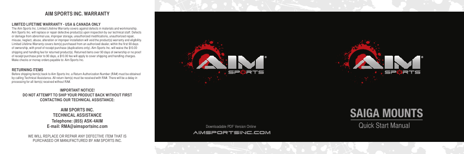 AIM Sports Saiga Mounts User Manual | 2 pages