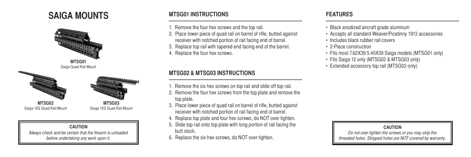 Saiga mounts | AIM Sports Saiga Mounts User Manual | Page 2 / 2