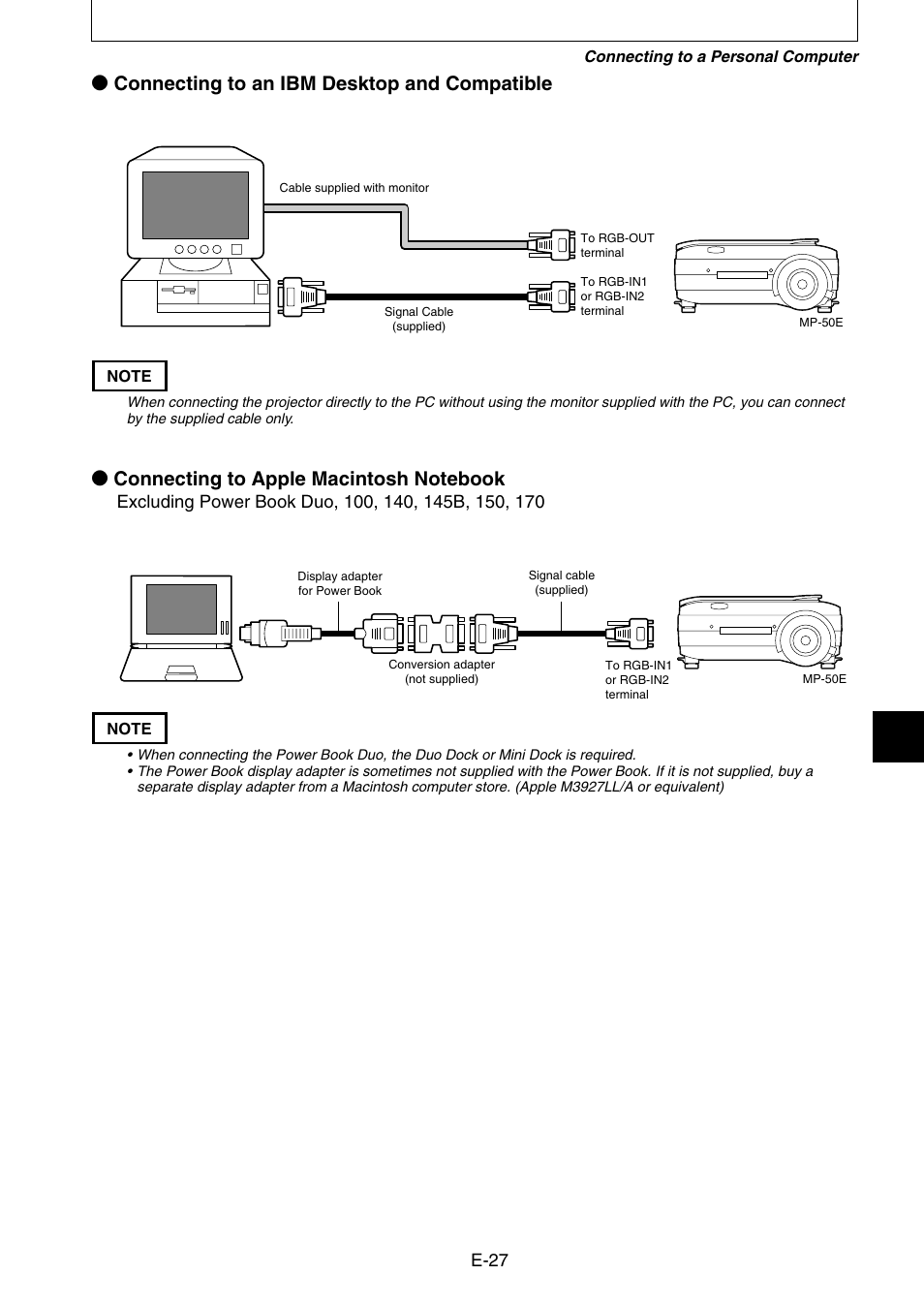 Connecting to an ibm desktop and compatible | Nippon Aviotronics Multi-Function LCD Projector MP-50E User Manual | Page 27 / 59