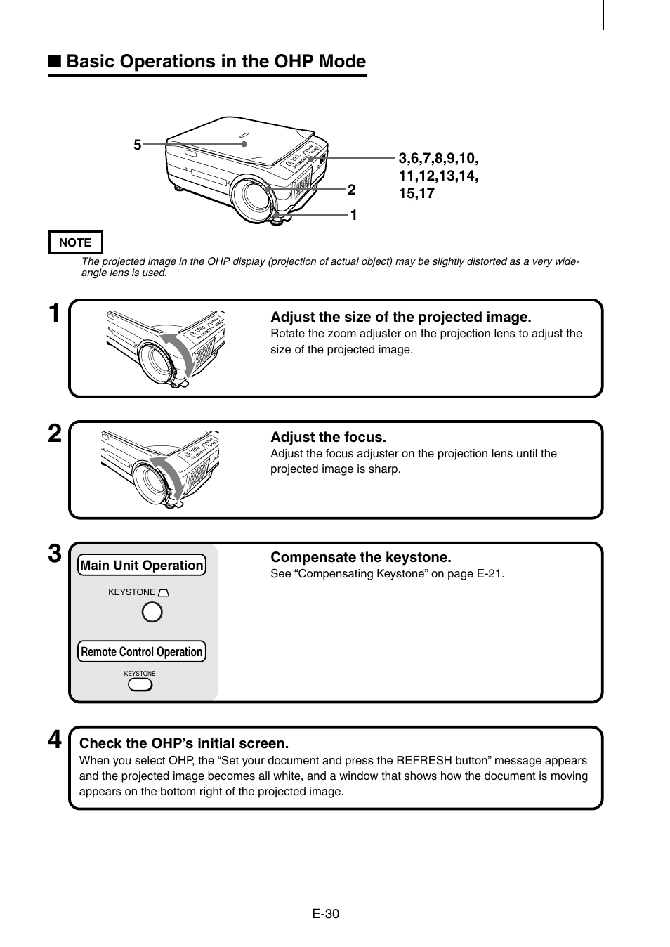 Basic operations in the ohp mode | Nippon Aviotronics Multi-Function LCD Projector MP-50E User Manual | Page 30 / 59