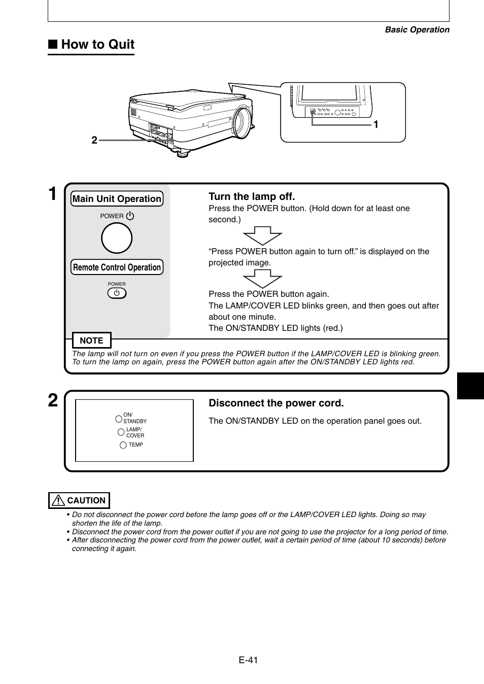 How to quit | Nippon Aviotronics Multi-Function LCD Projector MP-50E User Manual | Page 41 / 59