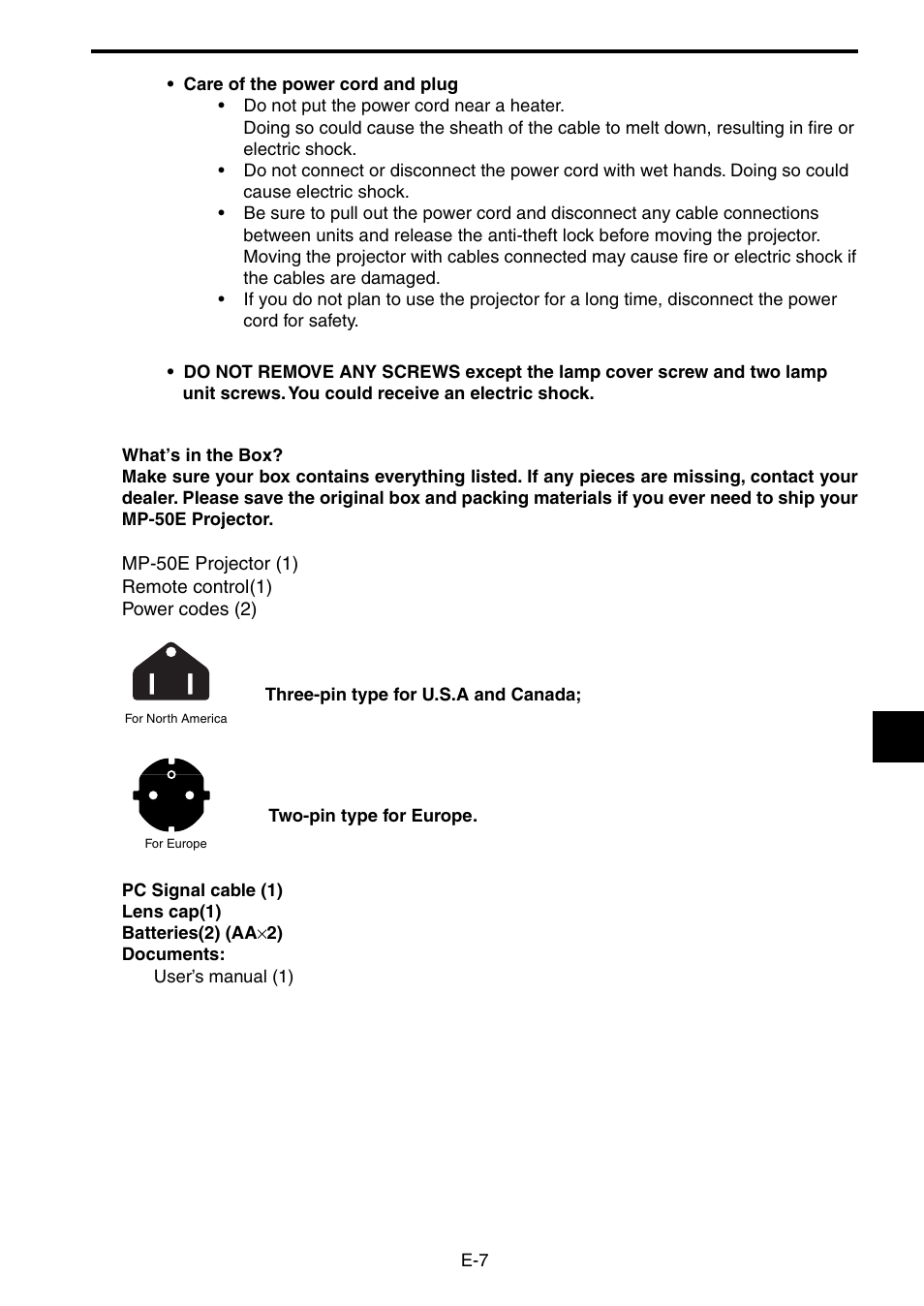 Nippon Aviotronics Multi-Function LCD Projector MP-50E User Manual | Page 7 / 59