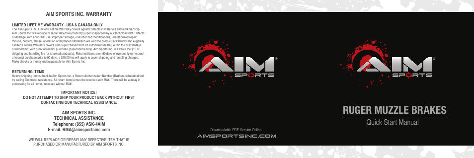AIM Sports Ruger Muzzle Brakes User Manual | 2 pages