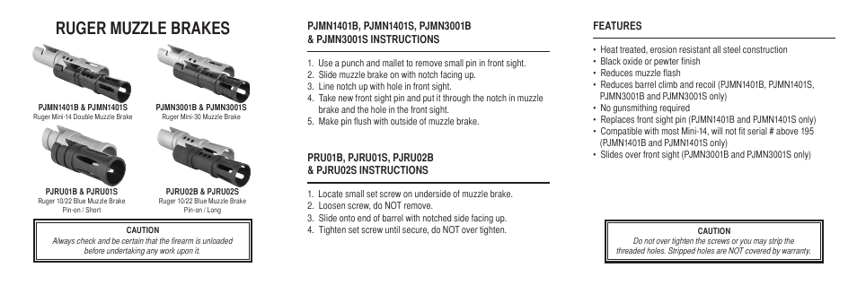 Ruger muzzle brakes | AIM Sports Ruger Muzzle Brakes User Manual | Page 2 / 2