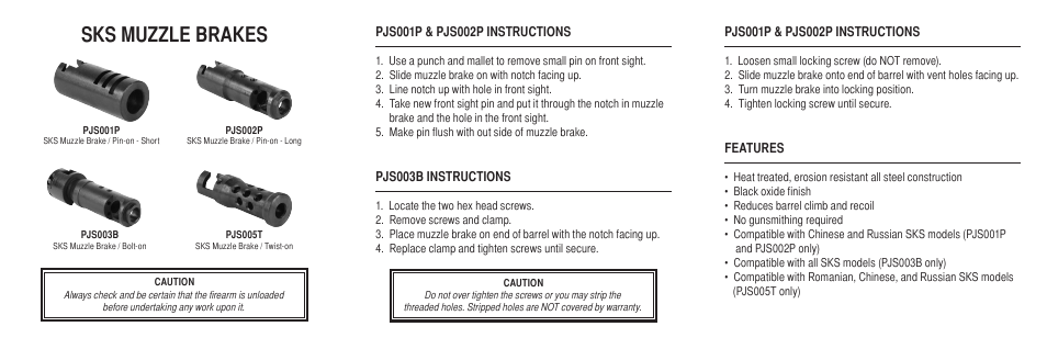 Sks muzzle brakes | AIM Sports SKS Muzzle Brakes User Manual | Page 2 / 2