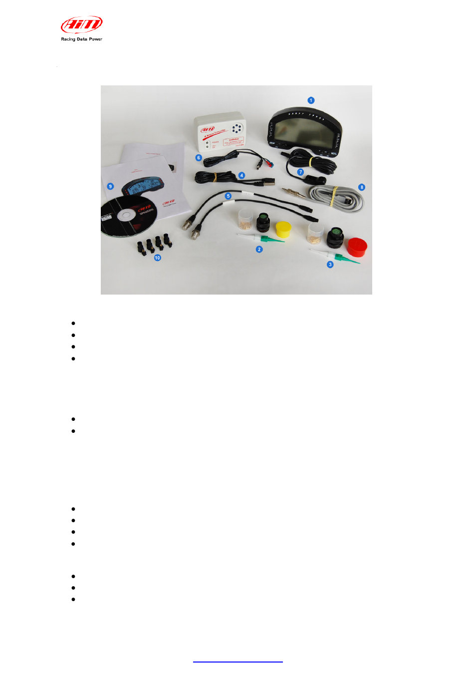 3 – mxl pro05 kit, optional and part numbers | AiM MXL User Manual | Page 6 / 45