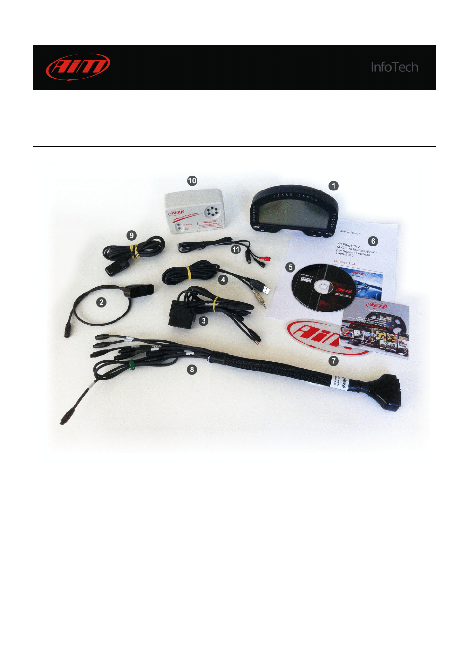 1standard kit, optional and part numbers | AiM Plug & Play Kit MXL Subaru User Manual | Page 5 / 28