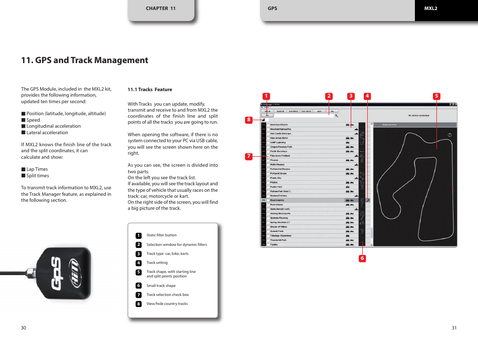 Gps and track management | AiM MXL2 User Manual | Page 16 / 22