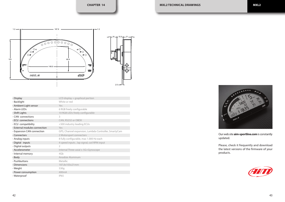AiM MXL2 User Manual | Page 22 / 22