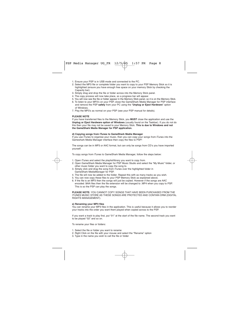 Mad Catz GameShark Media Manager for PSP User Manual | Page 8 / 15