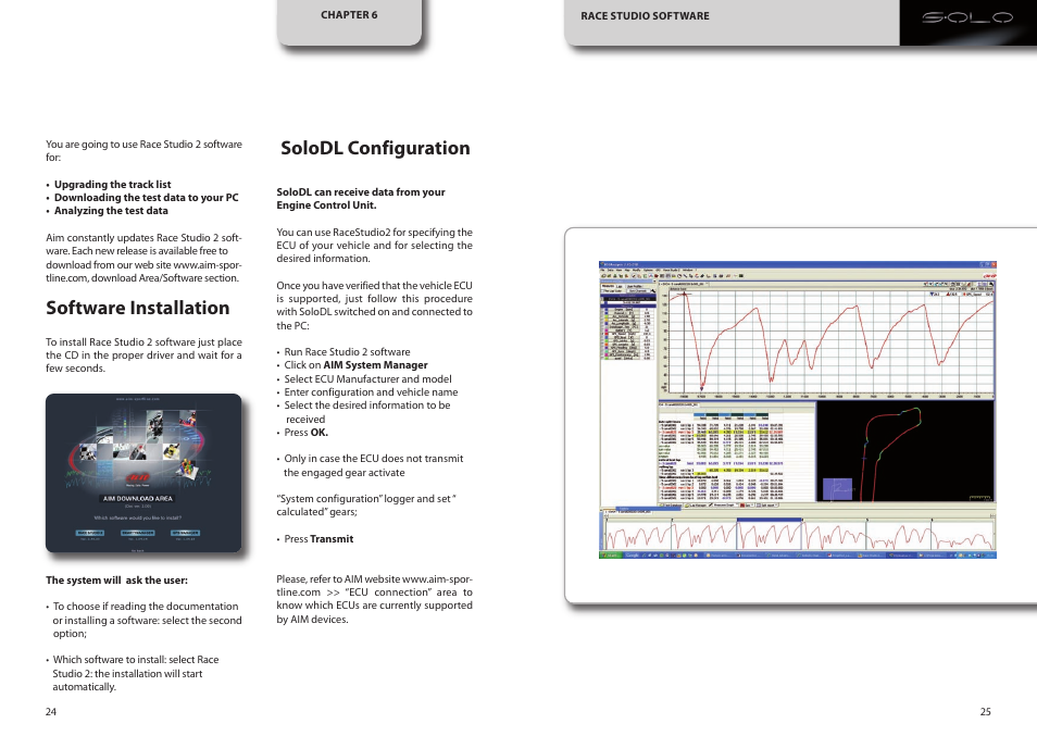 Software installation, Solodl configuration | AiM SoloDL User Manual | Page 13 / 21