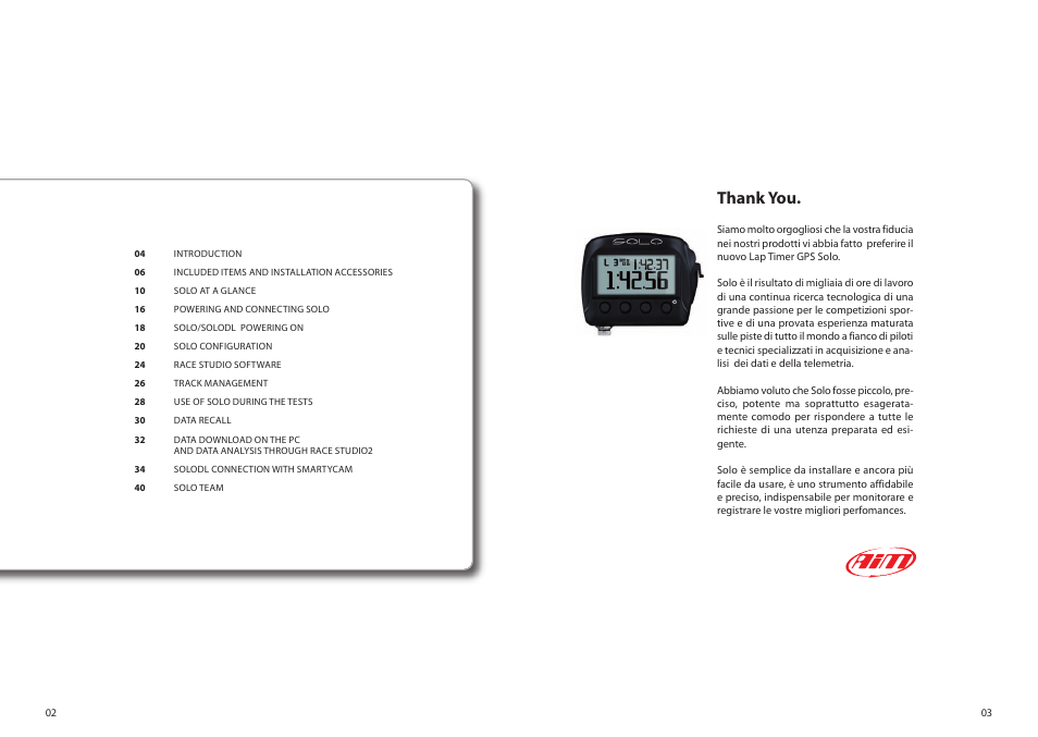 AiM SoloDL User Manual | Page 2 / 21