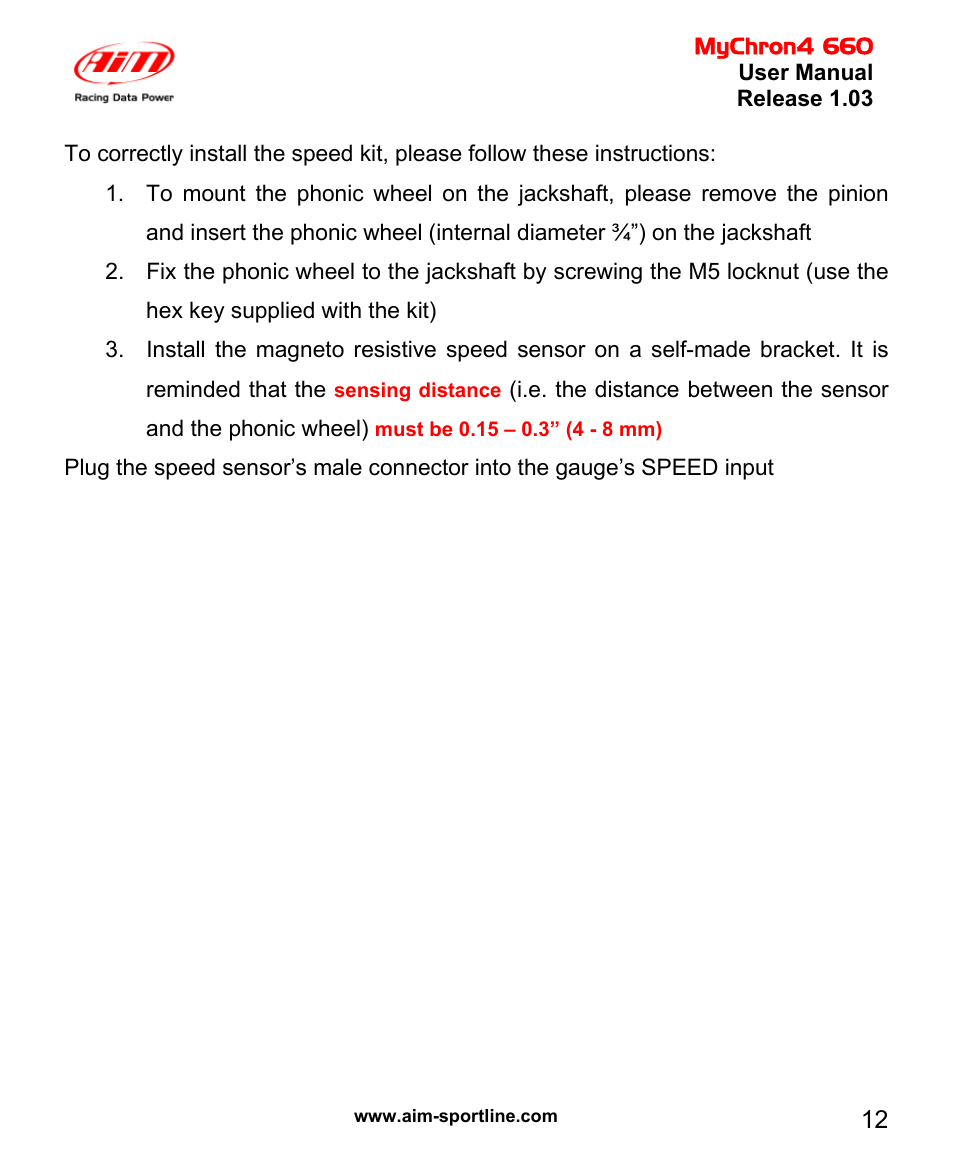 AiM MyChron4 660 User Manual | Page 13 / 87