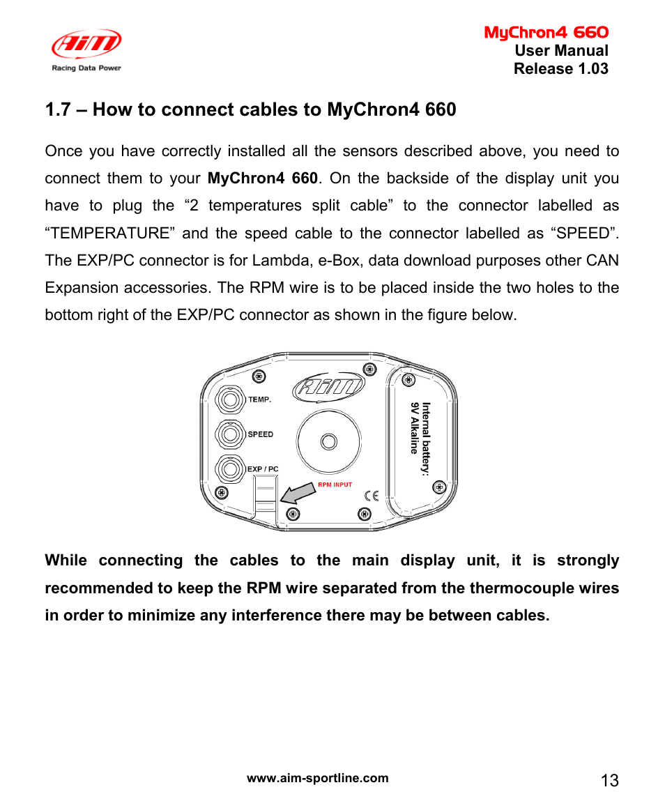 AiM MyChron4 660 User Manual | Page 14 / 87