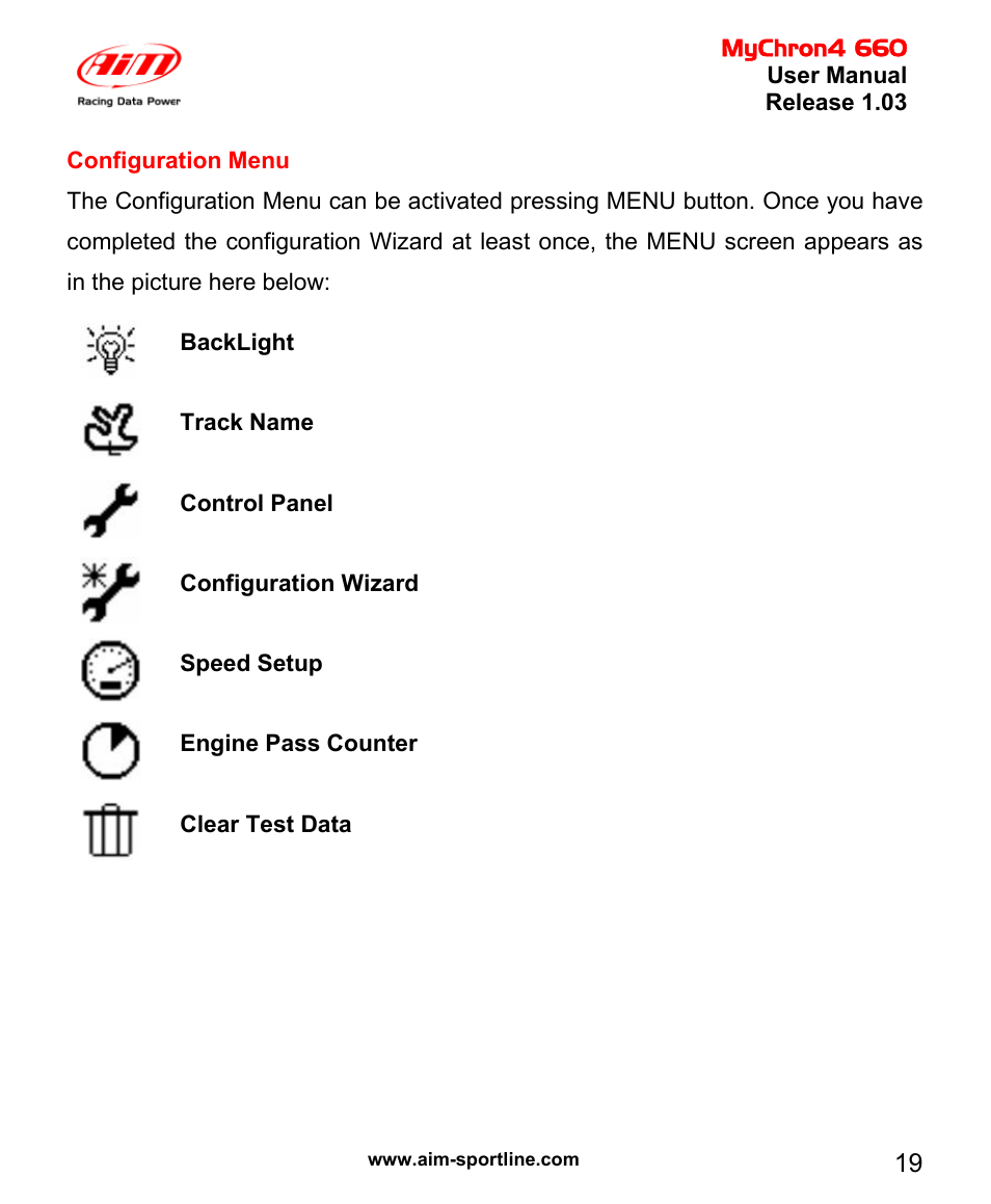 AiM MyChron4 660 User Manual | Page 20 / 87