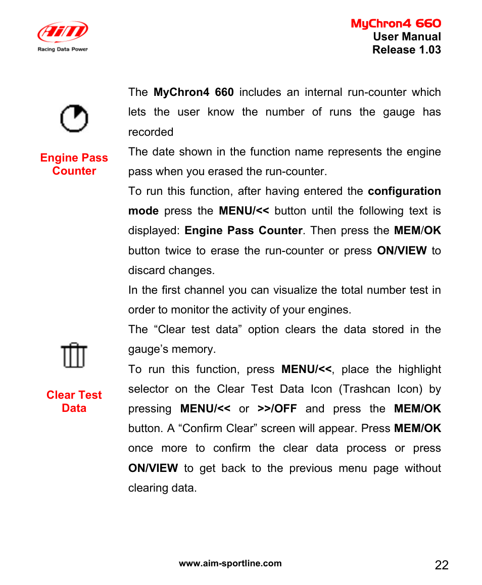 AiM MyChron4 660 User Manual | Page 23 / 87