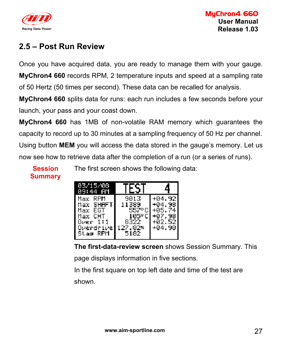 5 – post run review | AiM MyChron4 660 User Manual | Page 28 / 87