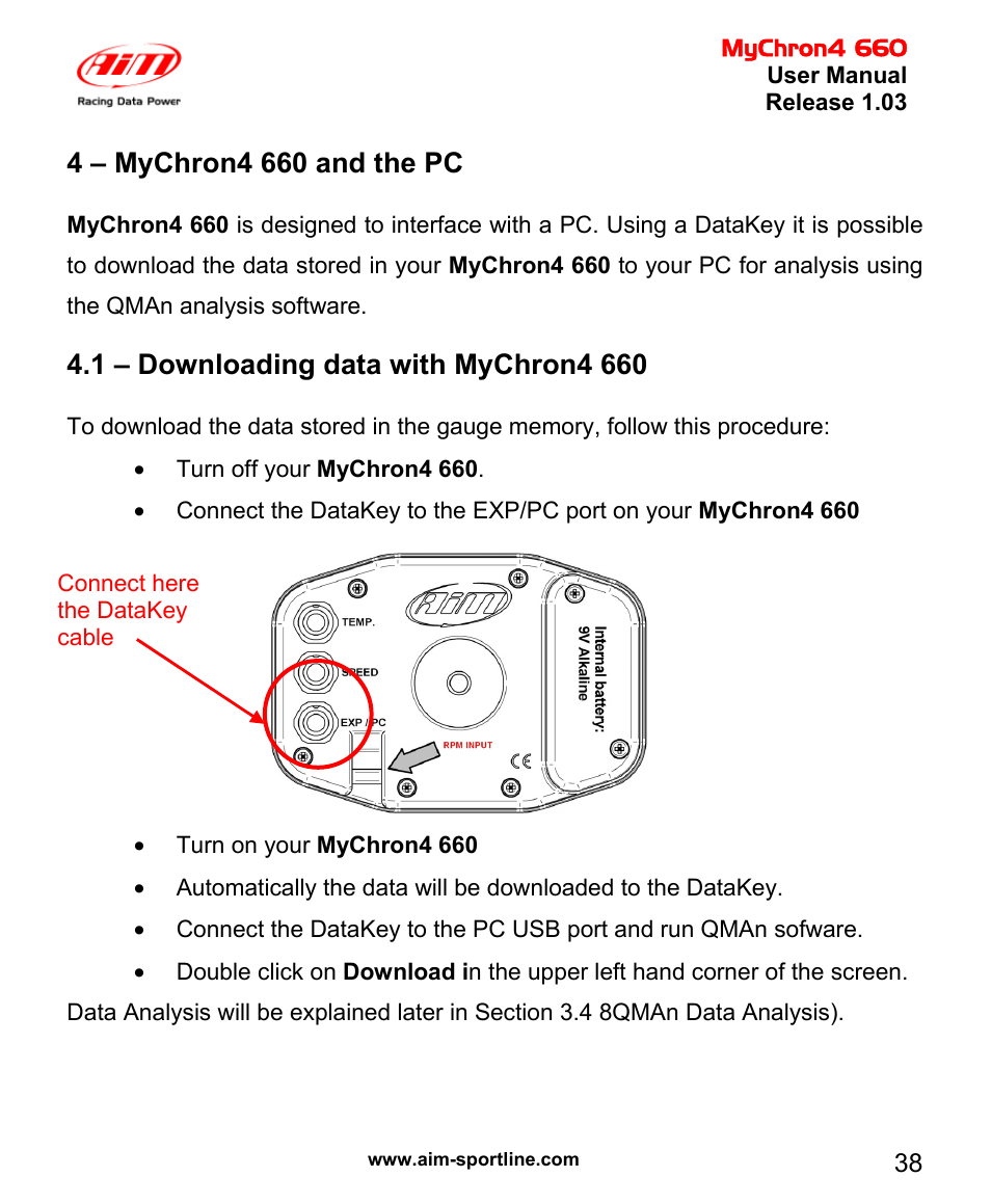 AiM MyChron4 660 User Manual | Page 39 / 87