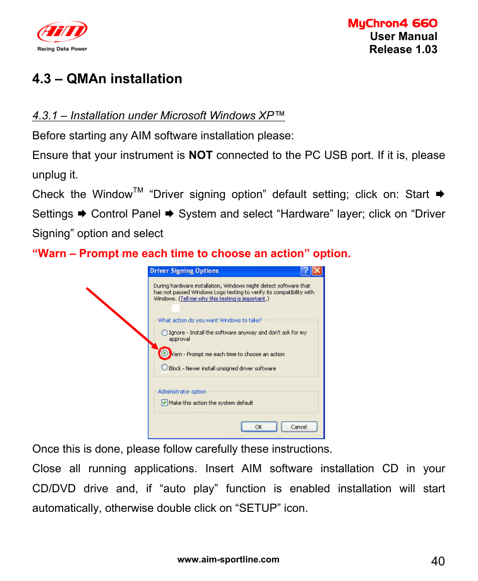3 – qman installation | AiM MyChron4 660 User Manual | Page 41 / 87