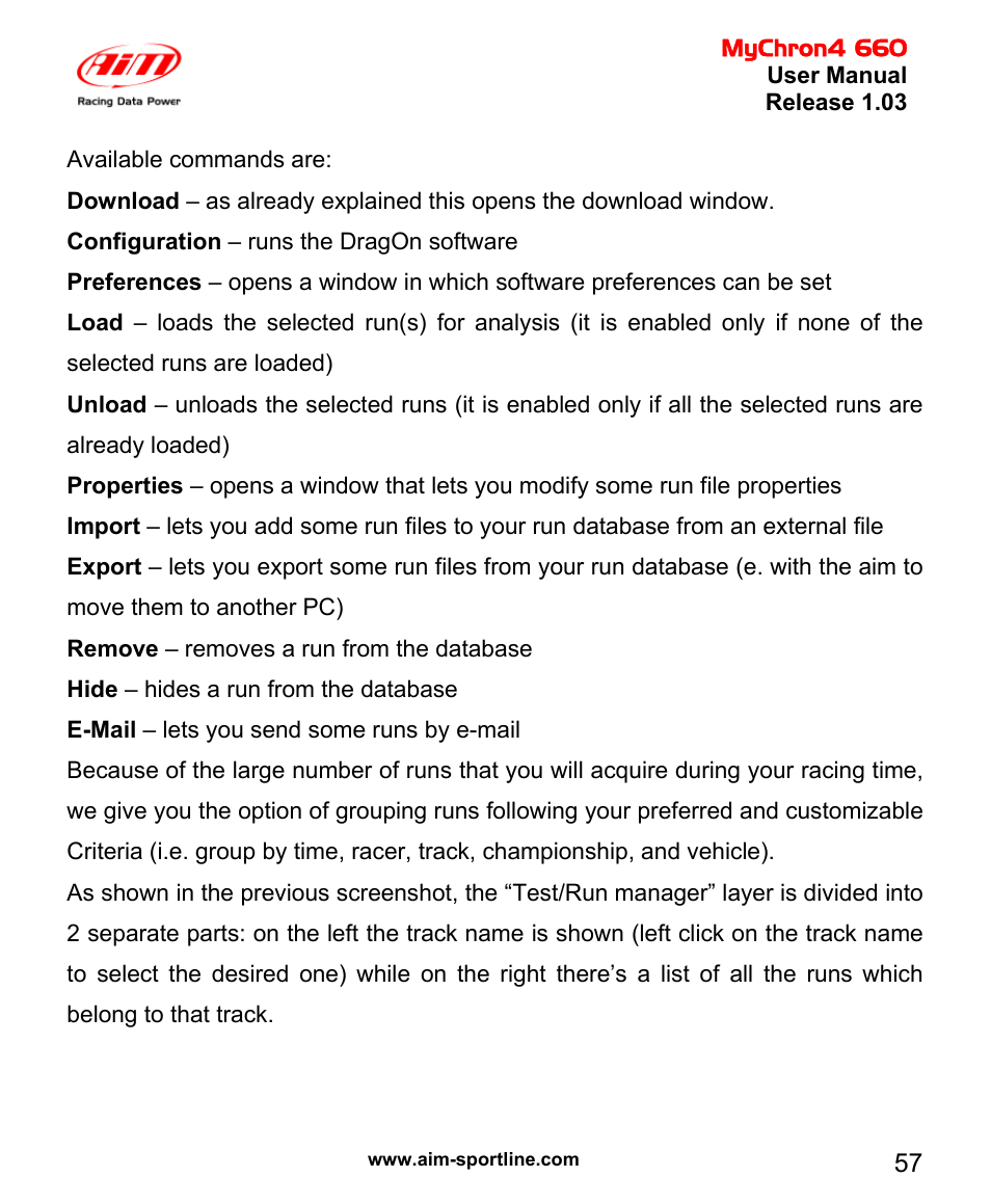 AiM MyChron4 660 User Manual | Page 58 / 87