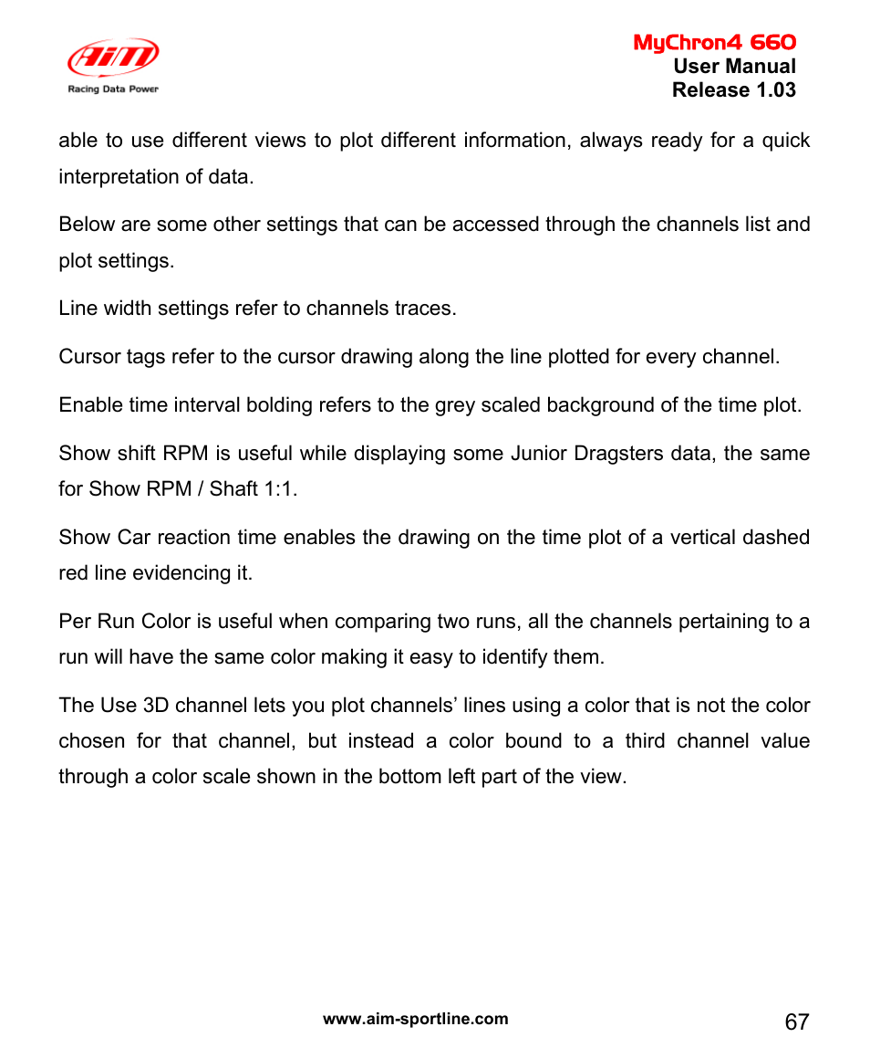 AiM MyChron4 660 User Manual | Page 68 / 87