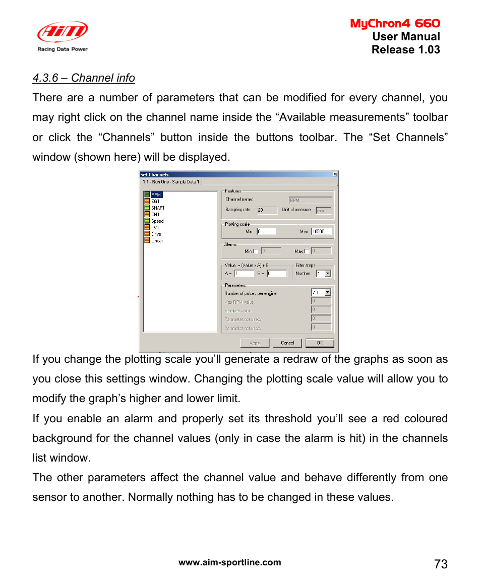 AiM MyChron4 660 User Manual | Page 74 / 87