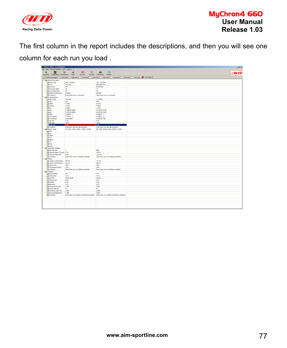 AiM MyChron4 660 User Manual | Page 78 / 87